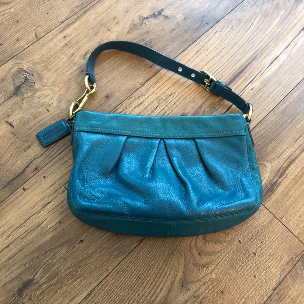 Coach Soft Pebbled Leather Teal Purse